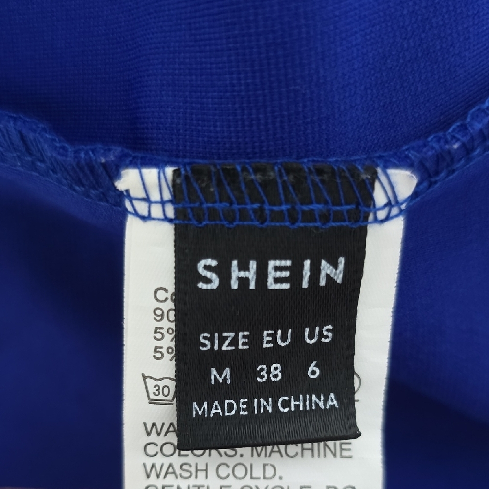 3/$15 SHEIN Dress Women’s Size Medium Royal Blue Asymmetrical One-Shoulder - Picture 8 of 10
